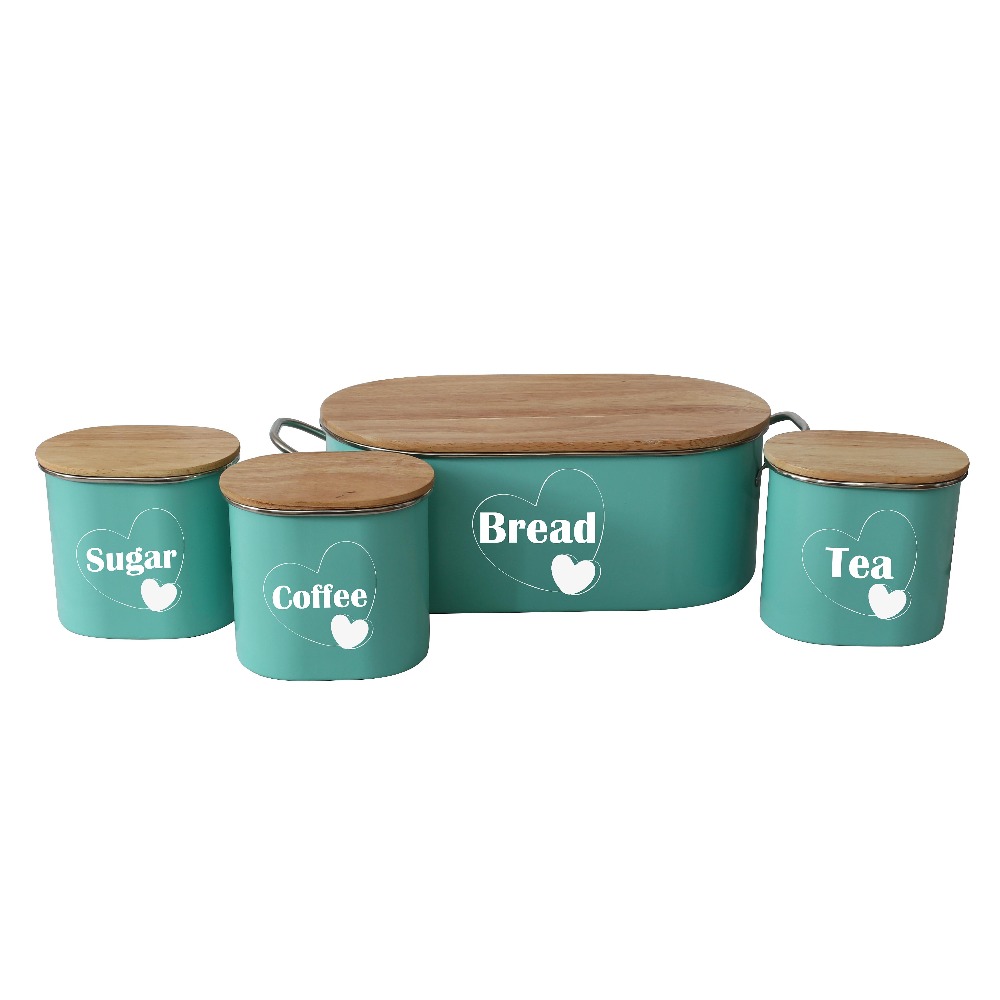 Food Box Canister Set Spice Jar Vintage Tea Coffee Sugar Galvanized Metal Kitchen Canisters Sets With Lids