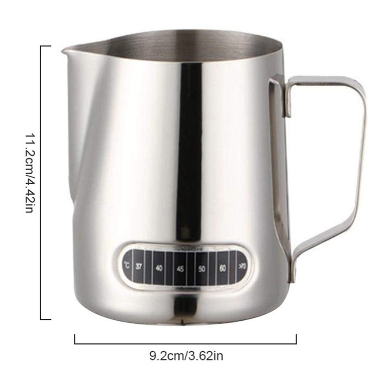 Exquisite Workmanship Elegant 600ml Stainless Steel Milk Frothing Pitcher Jug With Integrated Thermometer