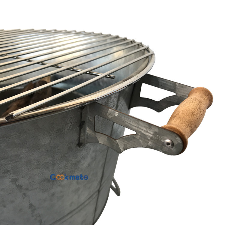 Portable Adjustable Height Barbeque Charcoal Bucket Grill With Handle Bundle