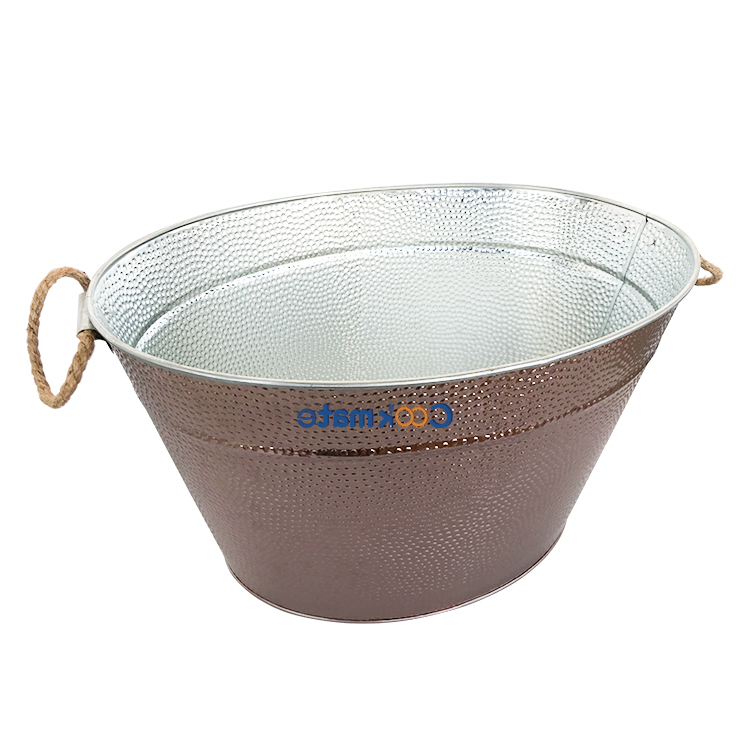 Hot Selling Cheap Galvanized Steel Tub House Outdoor Party Ice Bucket Set With Easy Holder