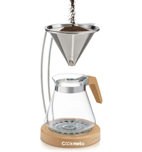 Cookmate Stainless Steel Coffee Paper Filter Clever Dripper Filter Cup Percolator With Wooden Base