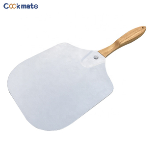 Aluminum Pizza Peel with Foldable Oaken Handle ,Good Helper For Baking, Homemade Pizza And Bread