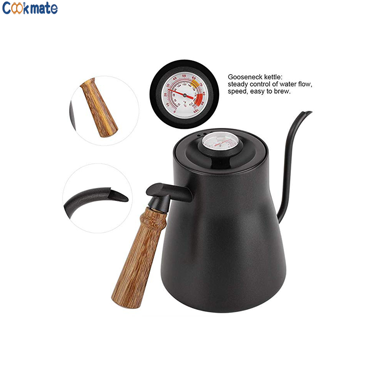 Customized Available Stainless Steel Coffee Maker Wooden Handle Coffee Kettle Gooseneck