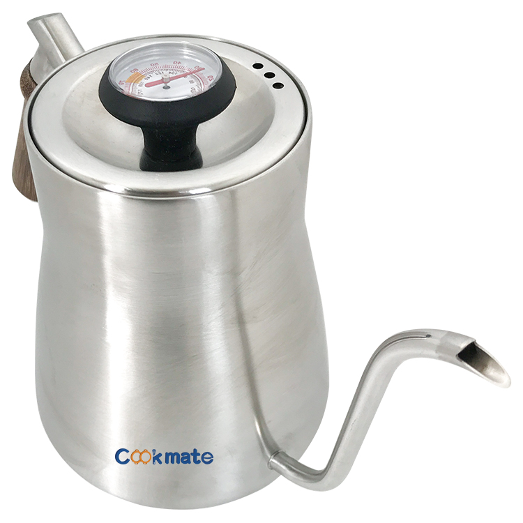Reusable Stainless Steel Coffee Water Pot With Integrated Thermometer Suitable