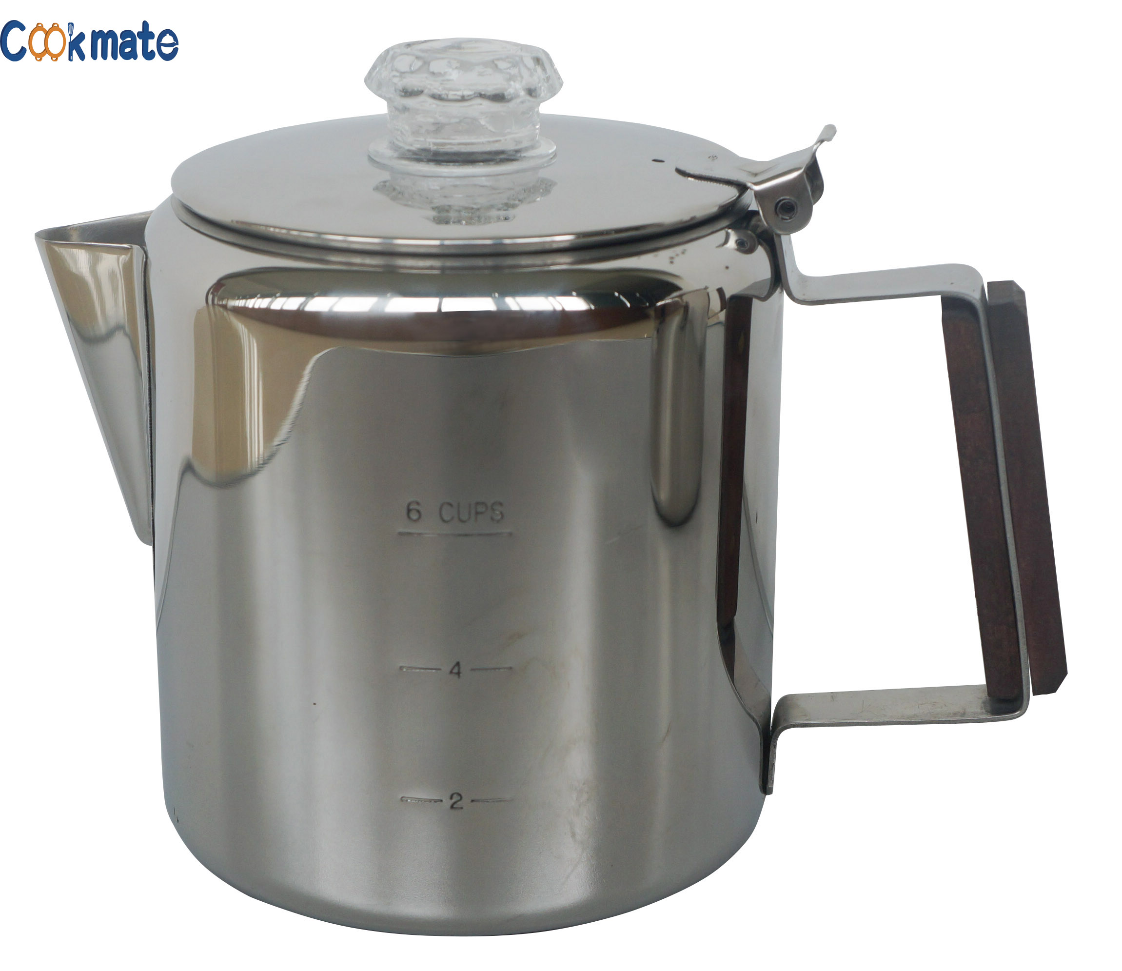 Camping Tool European Style Wood Handle Heat Preservation Eco-Friendly Stainless Steel Pour Over Coffee Tea Pot for Outdoor