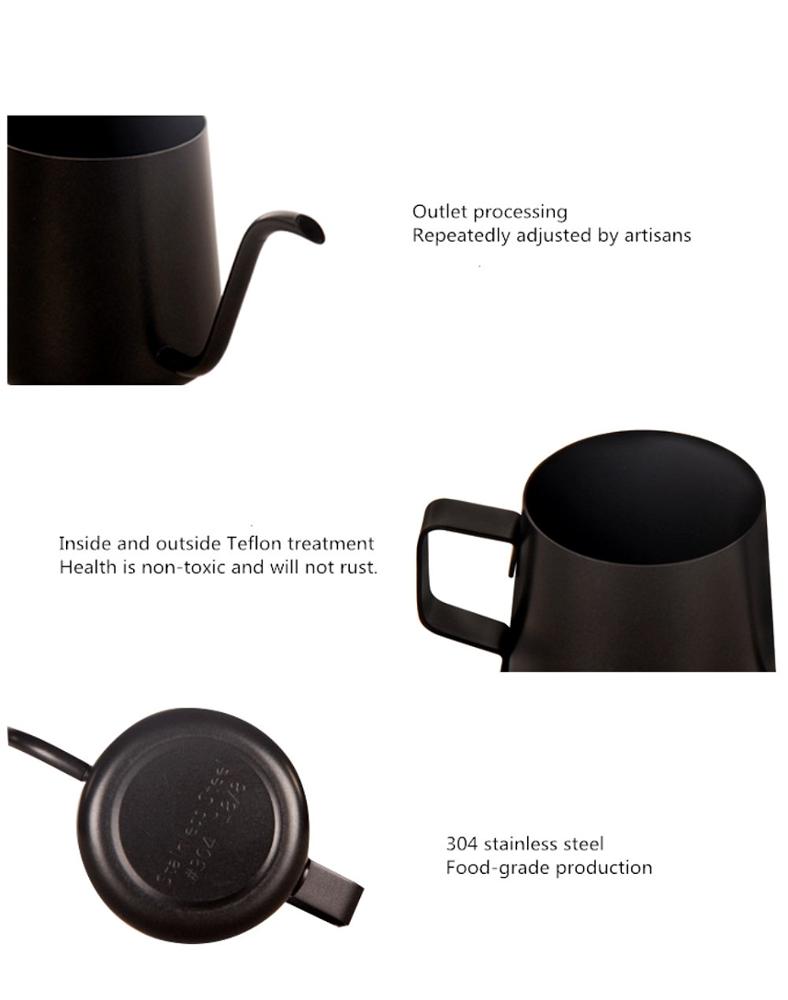 650ML Gooseneck Spout Kettle Thicken Strong Stainless Steel Drip Coffee Kettle Plating Colorful Pot Long Mouth Coffee Pot Teapot
