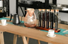 Unique Wooden Pattern Flower Coffee Bean 5 Test Tube Glass Vases Holder Display Rack