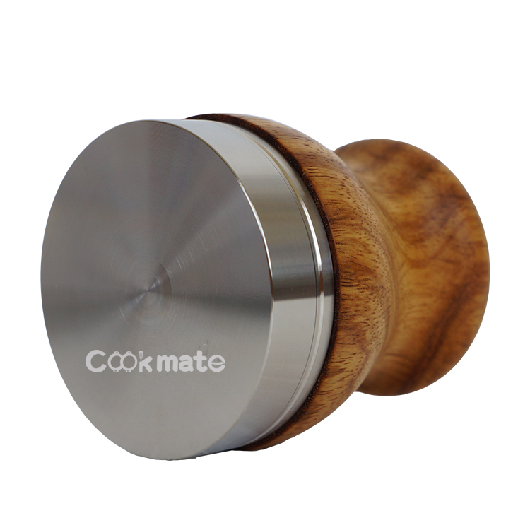 Coffeeshop Accessory Wood Handle 304 Stainless Steel Flat Base Calibrated Coffee Tamper
