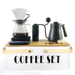 Cookmate Elegant Travel Stainless Steel V60 Dripper Coffee Tools with Bamboo Or Wood Lid And Metal Box For Barista Gift Set 