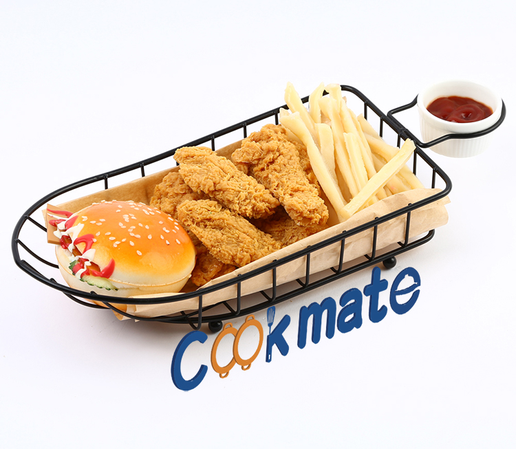 Cookmate black powder coating boat-shaped braid lace frenchfries bread loaf chicken basket baking dishes & pans