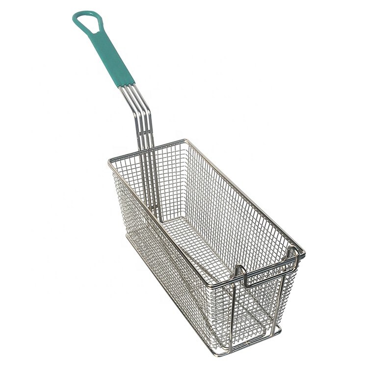 Hot Sale Supply Home Kitchen Deep Rectangle Metal Steel Wire Mesh French Fries Fry Durable Holder Frying Basket