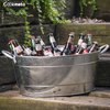 Urban Garden Galvanized Metal Containers Galvanized Oval Beverage Tub, 5.5 Gallons