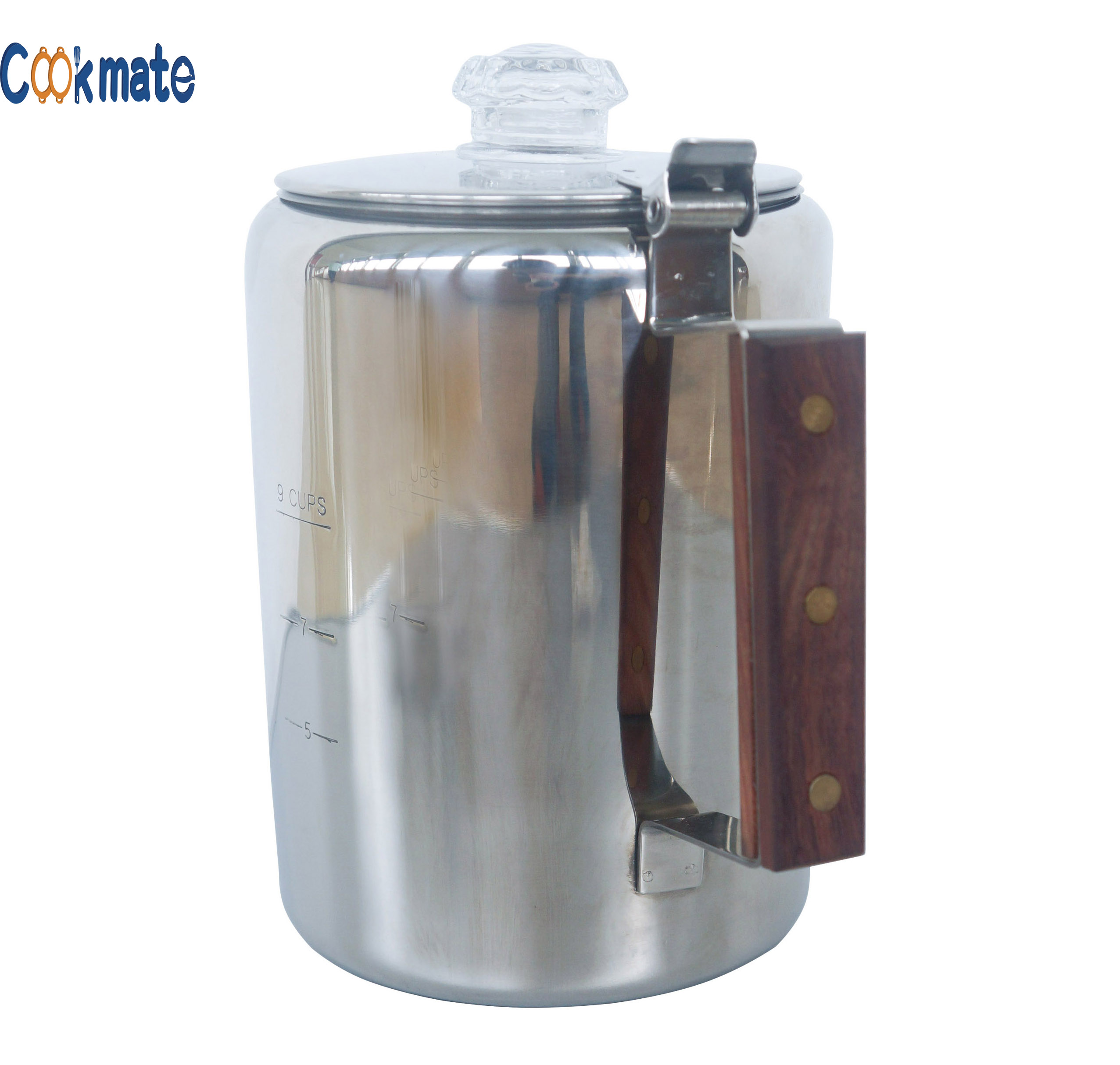 Outdoor Wooden Handle 304 Stainless Steel Camping Teapot Kettle Portable Coffee Percolater Espresso Maker Making
