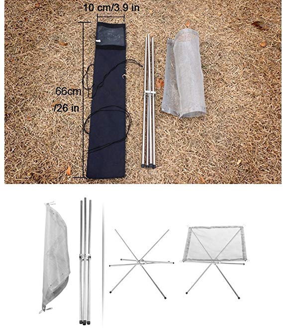 Portable Outdoor Camping Fire Pit Collapsing Steel Mesh Fireplace Folding Wood Burning Stove with Carry Bag