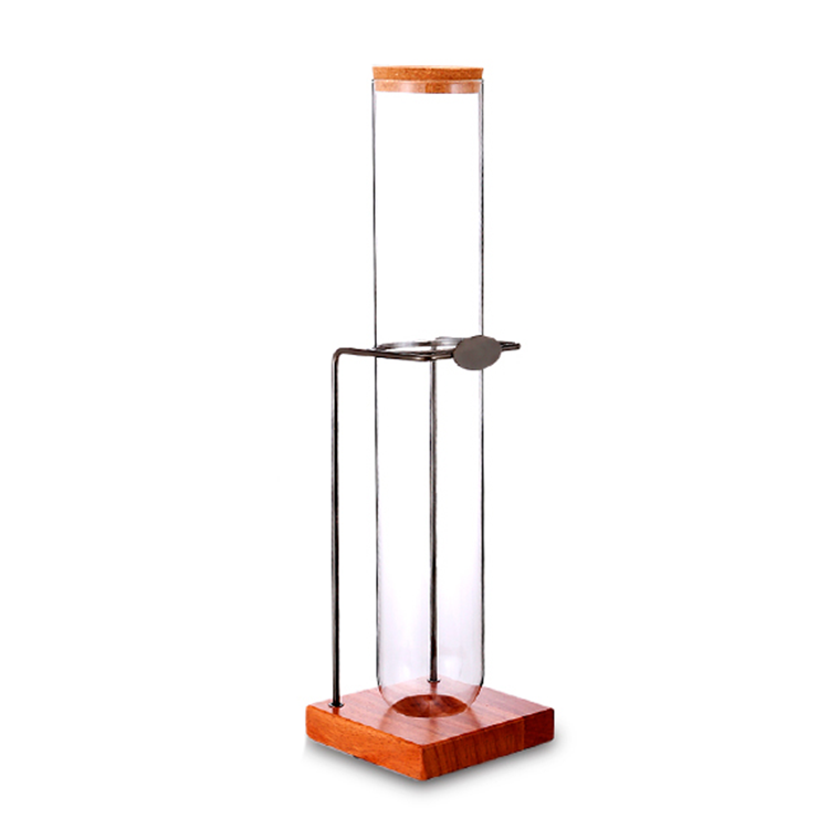 High quality 304 stainless steel test tube wooden rack for displaying coffee bean and tea display stand