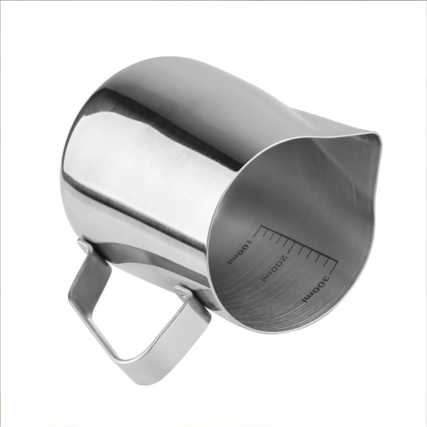 350ml Stainless Steel Garland Frother Cup with Measurement Marking for Milk Tea Coffee Espresso Machines And Latte Art
