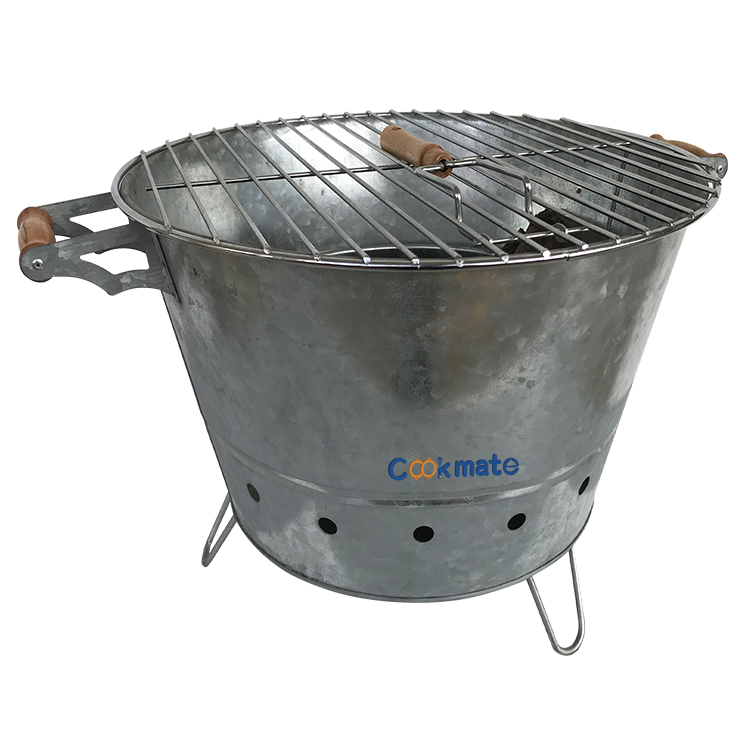 With Charcoal Tray And Wooden Handle Set For Travel Portable Metal Barbecue Bucket Stand Grill