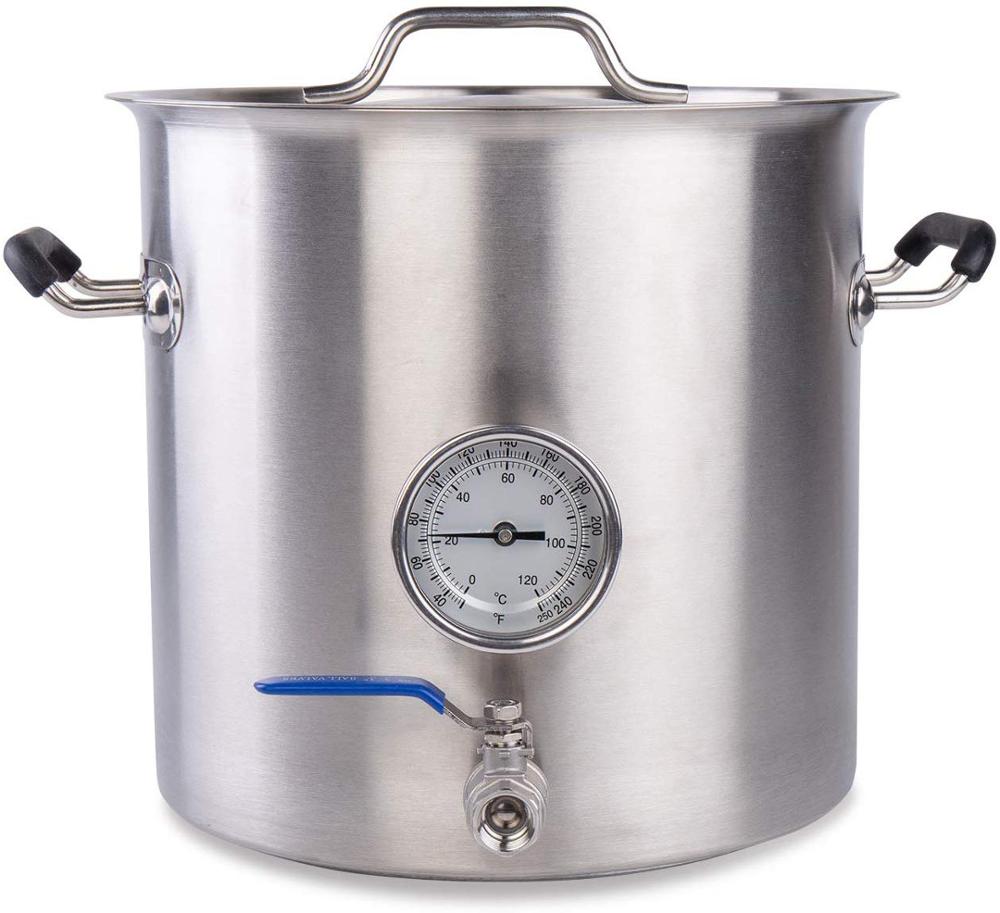 Stainless Steel Include Lid Thermometer Ball Valve Spigot Pre Drilled Ply Bottom Home Brew Kettle Bucket Beer Brewing Pot