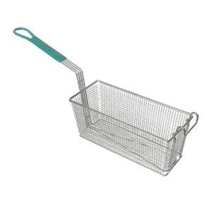 Potato Chip Frying Container Bright Stainless Steel Wire Mesh Fry Basket Non-stick Fry Basket with Stay Cold Handles