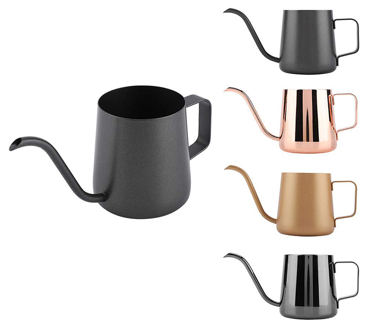 Zero Defects Rose Gold Elegant Shape 350 Ml Stainless Steel Gooseneck Pour Over Drip Coffee Maker Tea Coffee Cup Pot Mug