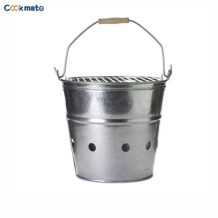 Durable Colorful Outdoor Self-Cooking Bamboo Handle Charcoal BBQ Grills Barbecue Bucket
