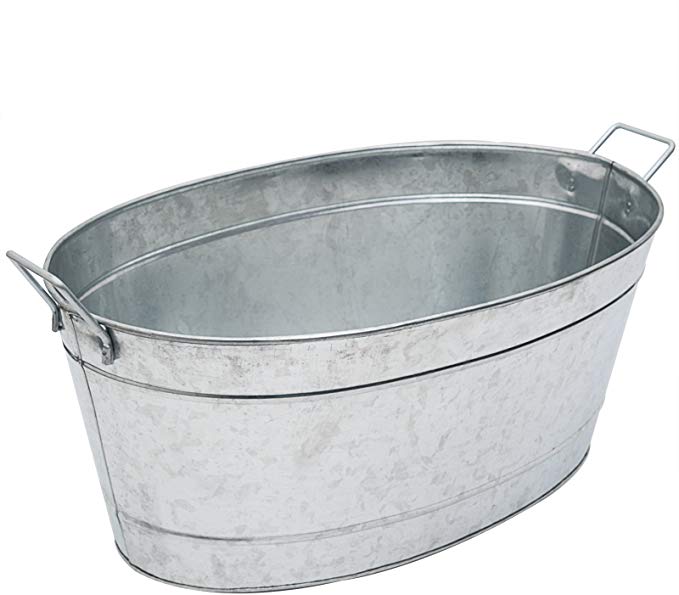 Food Grade Large Galvanized Steel Metal Oval Tub Flower Pot Wine Bucket for Home Hotel Party
